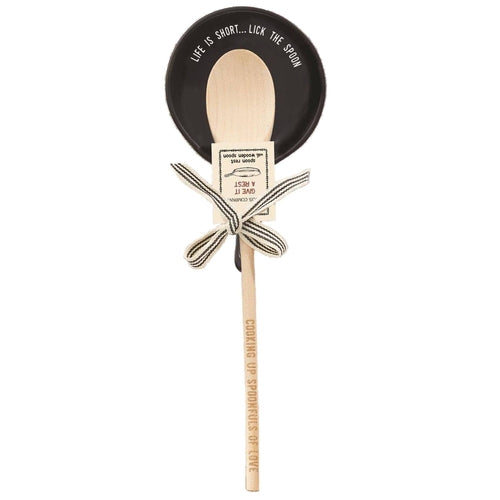 Cast Iron Rest & Wooden Spoon Set
