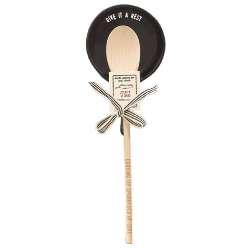 Cast Iron Rest & Wooden Spoon Set